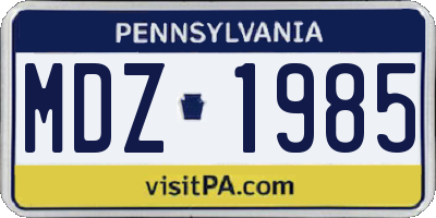 PA license plate MDZ1985