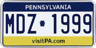 PA license plate MDZ1999