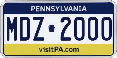 PA license plate MDZ2000