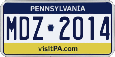 PA license plate MDZ2014