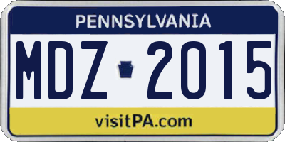 PA license plate MDZ2015