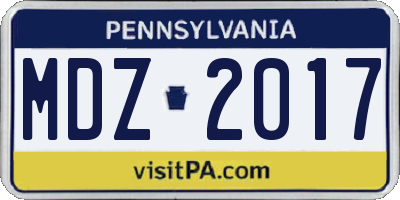 PA license plate MDZ2017