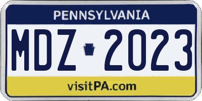 PA license plate MDZ2023