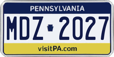 PA license plate MDZ2027