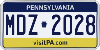 PA license plate MDZ2028