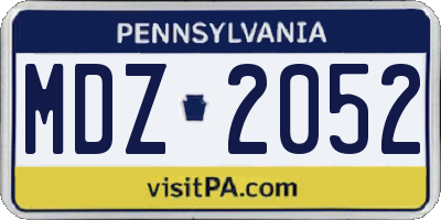 PA license plate MDZ2052