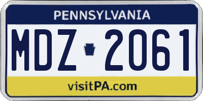 PA license plate MDZ2061