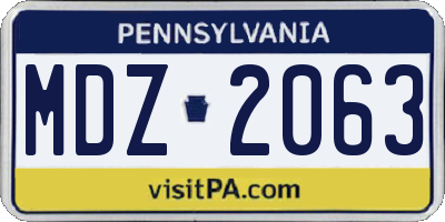 PA license plate MDZ2063