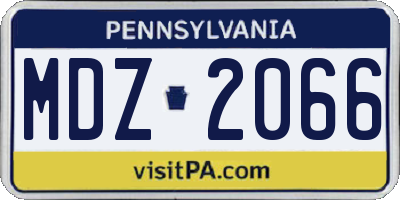 PA license plate MDZ2066