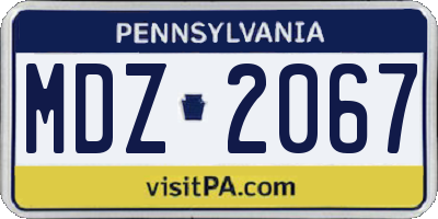 PA license plate MDZ2067