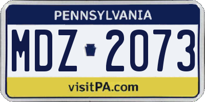 PA license plate MDZ2073