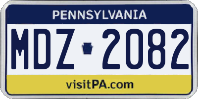 PA license plate MDZ2082