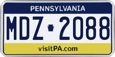 PA license plate MDZ2088