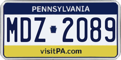 PA license plate MDZ2089