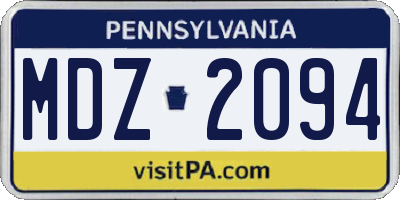 PA license plate MDZ2094