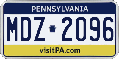 PA license plate MDZ2096