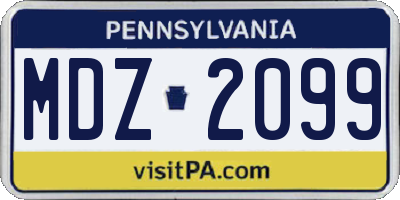 PA license plate MDZ2099