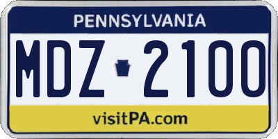 PA license plate MDZ2100