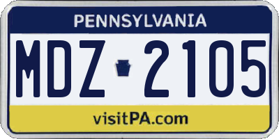 PA license plate MDZ2105