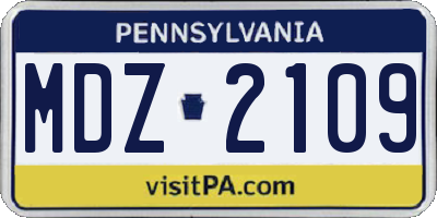 PA license plate MDZ2109