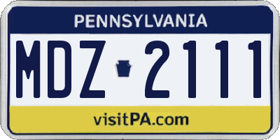 PA license plate MDZ2111