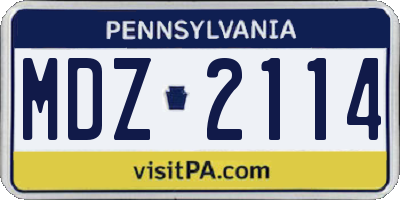 PA license plate MDZ2114