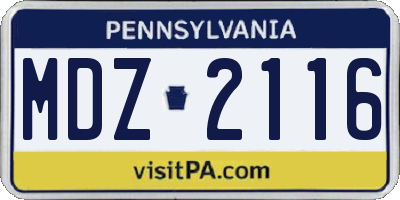 PA license plate MDZ2116