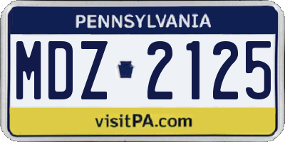 PA license plate MDZ2125