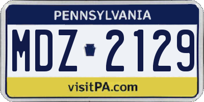 PA license plate MDZ2129