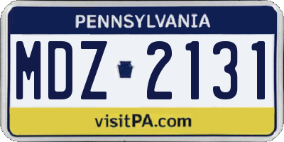 PA license plate MDZ2131