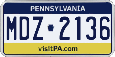 PA license plate MDZ2136