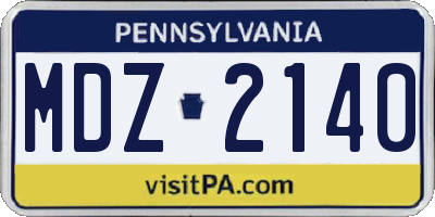 PA license plate MDZ2140
