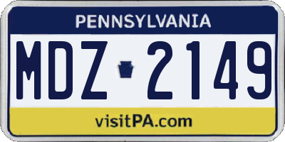 PA license plate MDZ2149