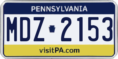 PA license plate MDZ2153