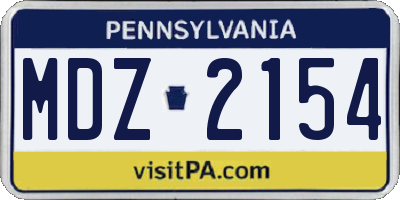 PA license plate MDZ2154