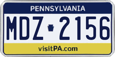 PA license plate MDZ2156