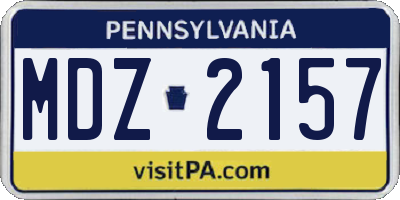 PA license plate MDZ2157