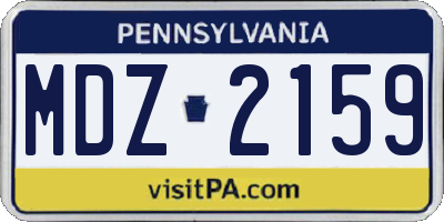 PA license plate MDZ2159