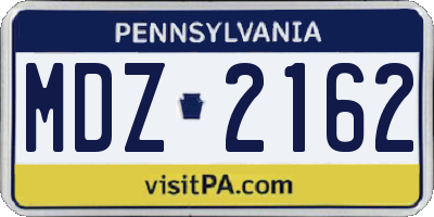 PA license plate MDZ2162