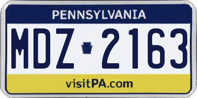 PA license plate MDZ2163