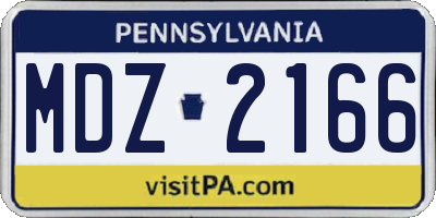 PA license plate MDZ2166