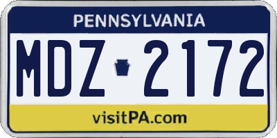 PA license plate MDZ2172