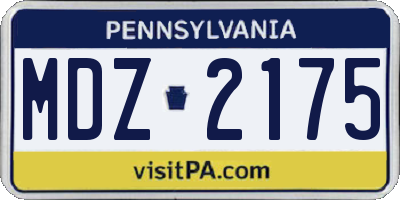 PA license plate MDZ2175