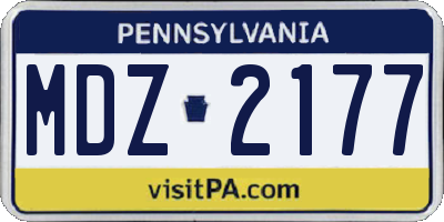 PA license plate MDZ2177