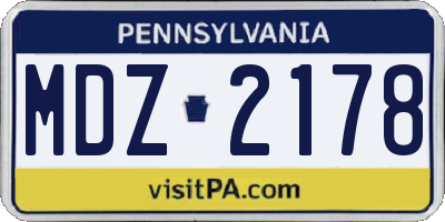 PA license plate MDZ2178