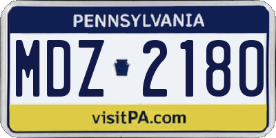 PA license plate MDZ2180