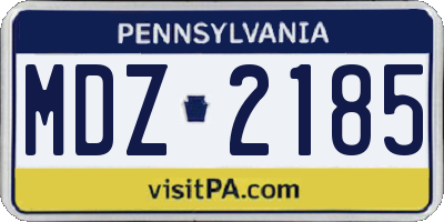 PA license plate MDZ2185