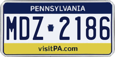 PA license plate MDZ2186