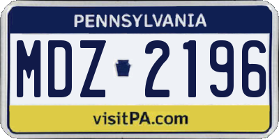 PA license plate MDZ2196