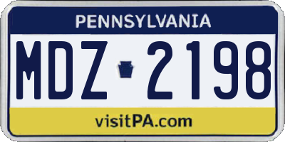 PA license plate MDZ2198